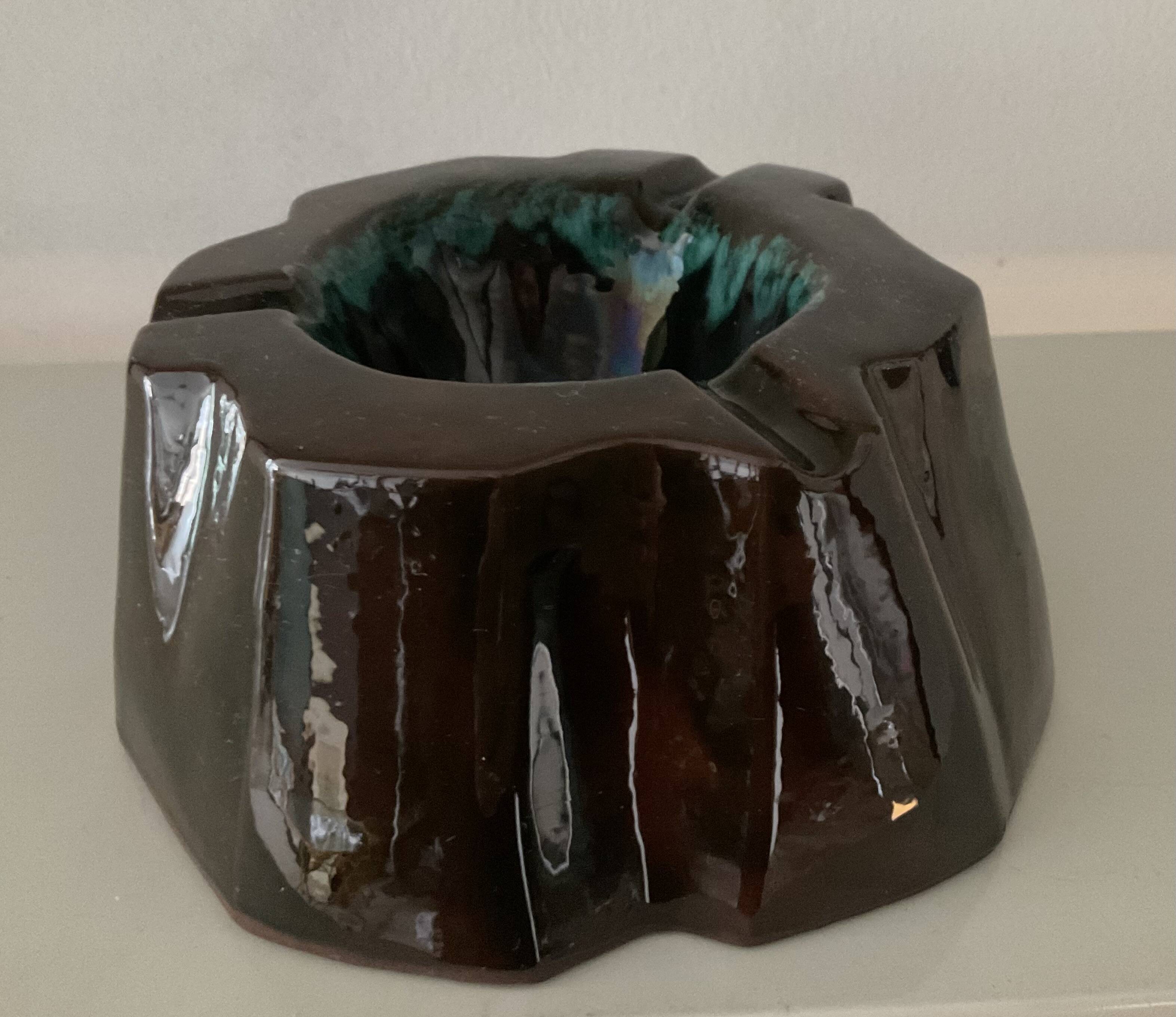 Vintage glazed terracotta ashtray