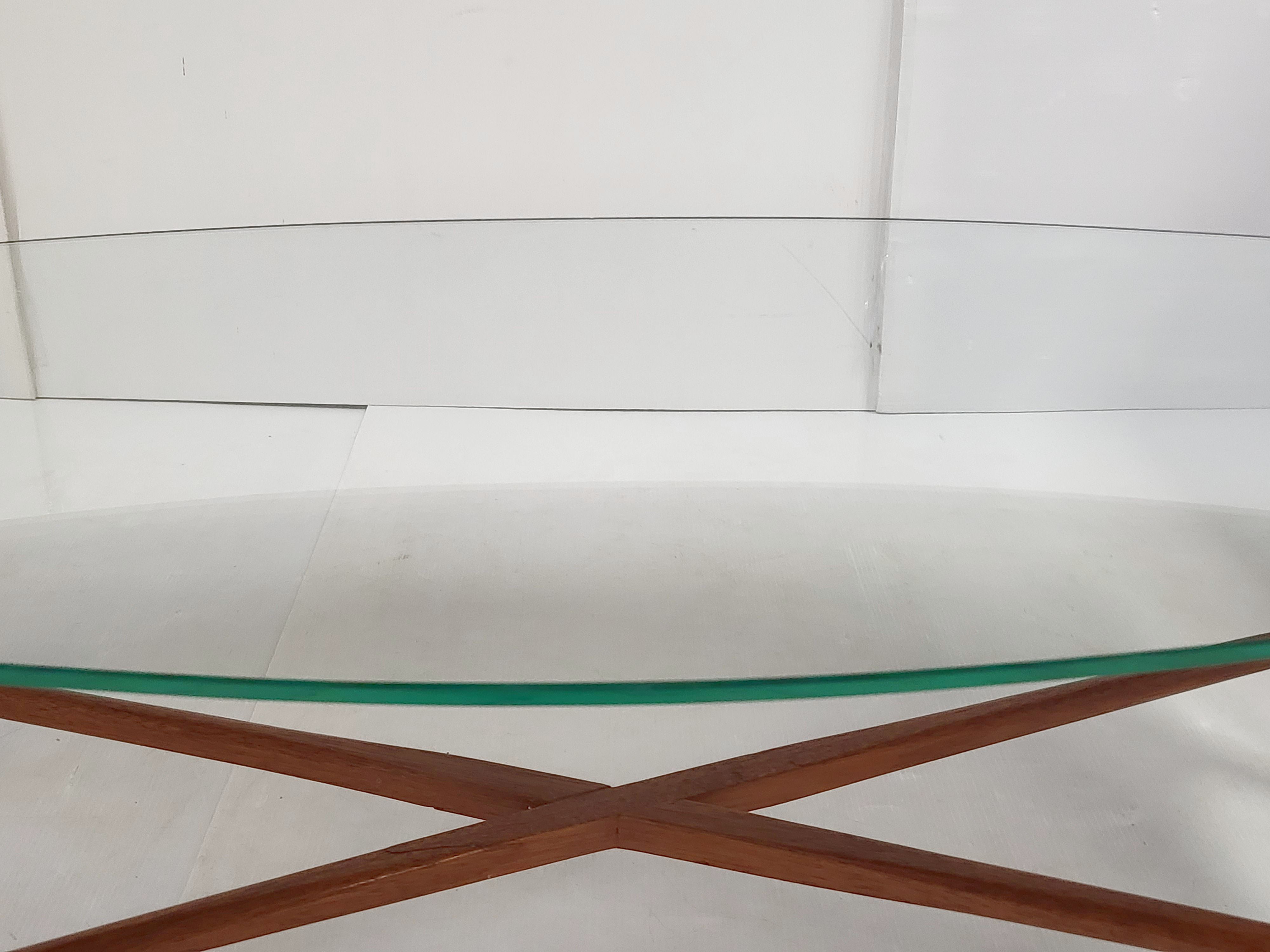 Scandinavian coffee table in teak & glass 1960 vintage