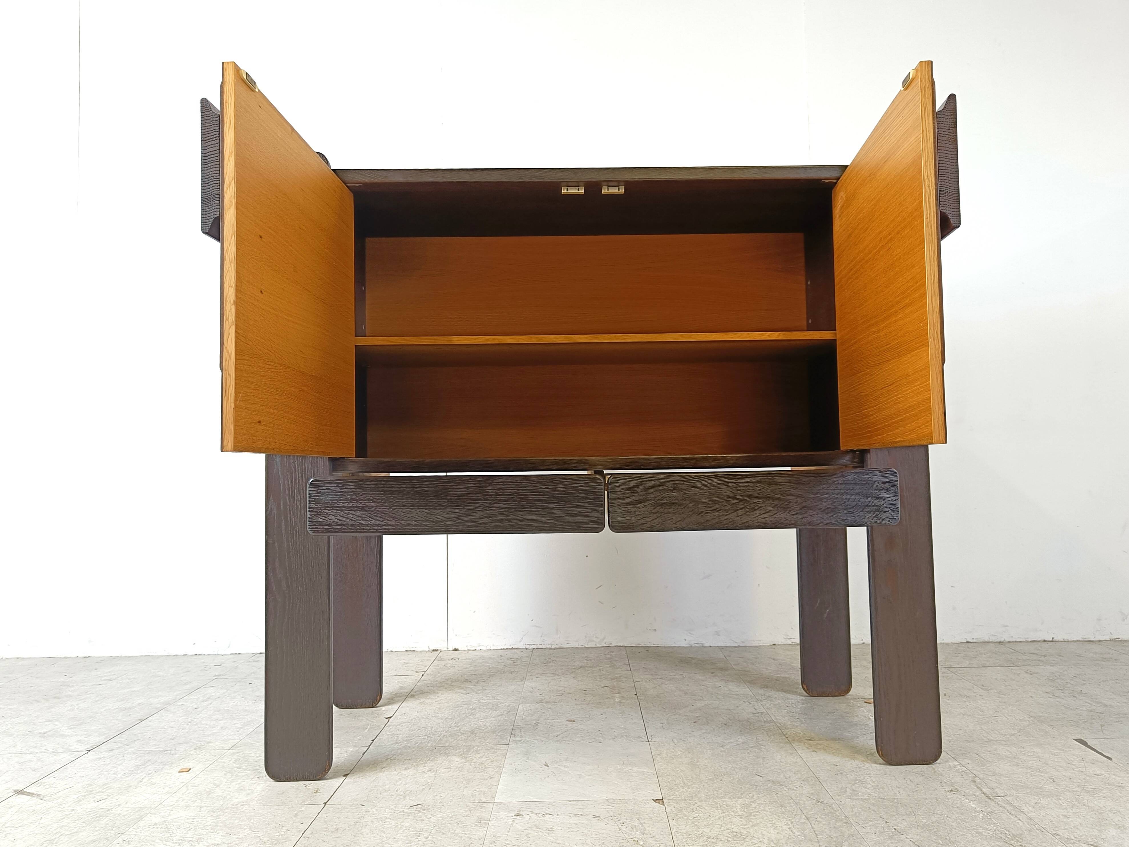 Vintage meather and wooden bar cabinet by Hi Plan, 1960s