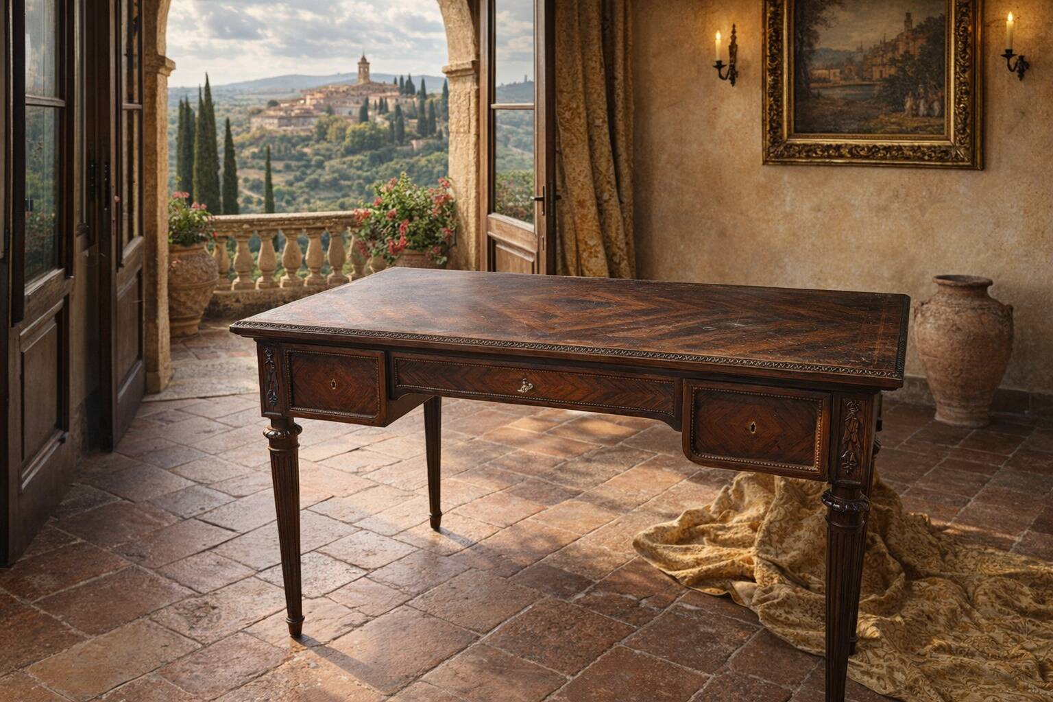 Scrivania Vintage in Stile Neoclassico