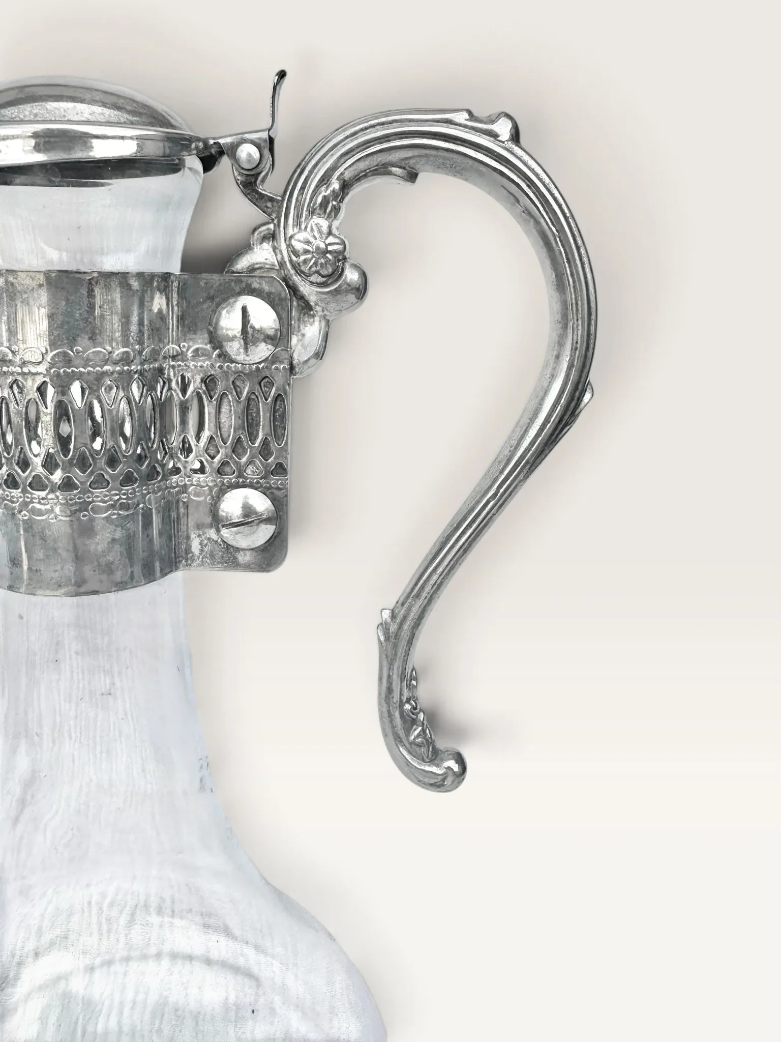 Glass and silver-plated metal jug, Louis XV style