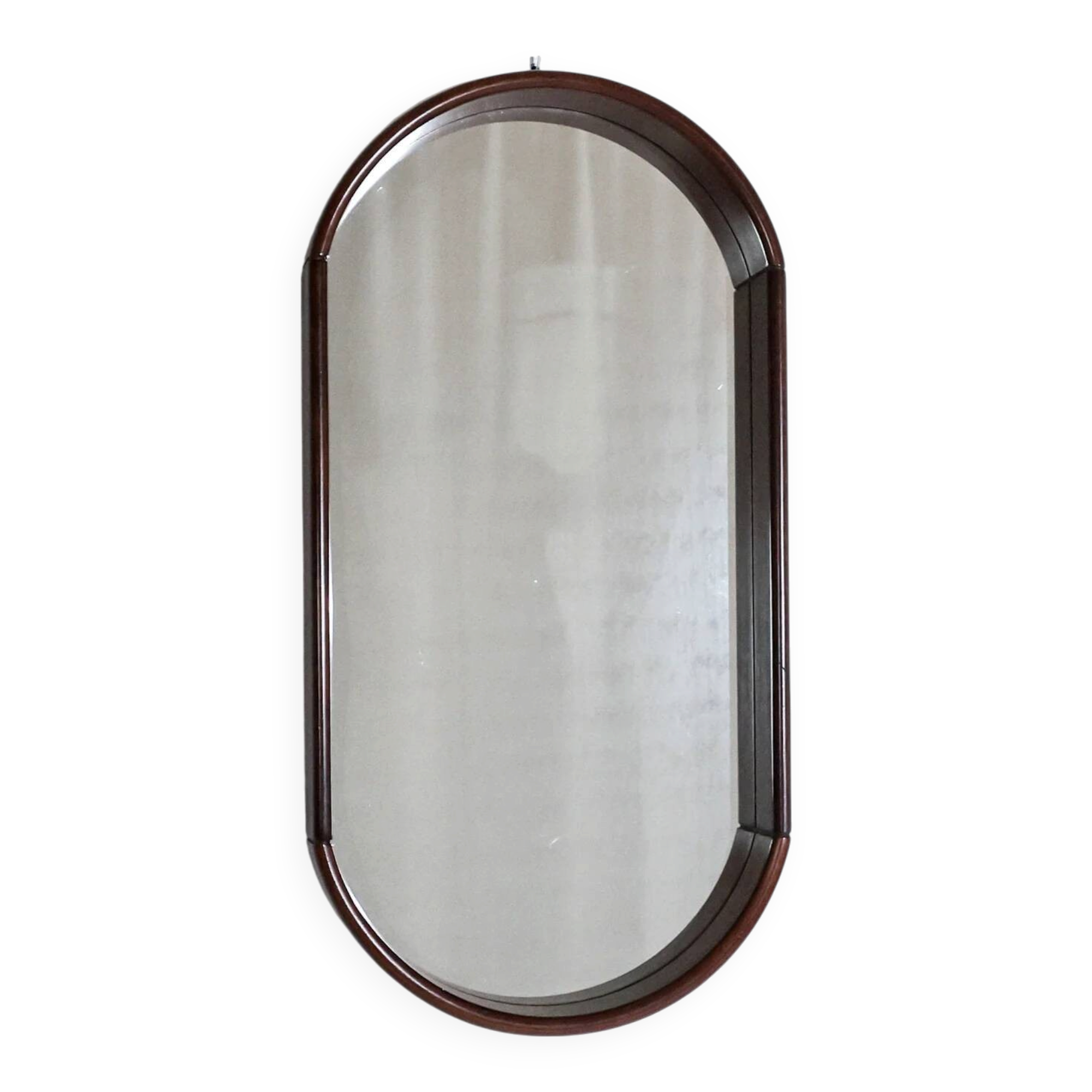 Large vintage modernist oval wall mirror from the mid-century, Italy 1960s.