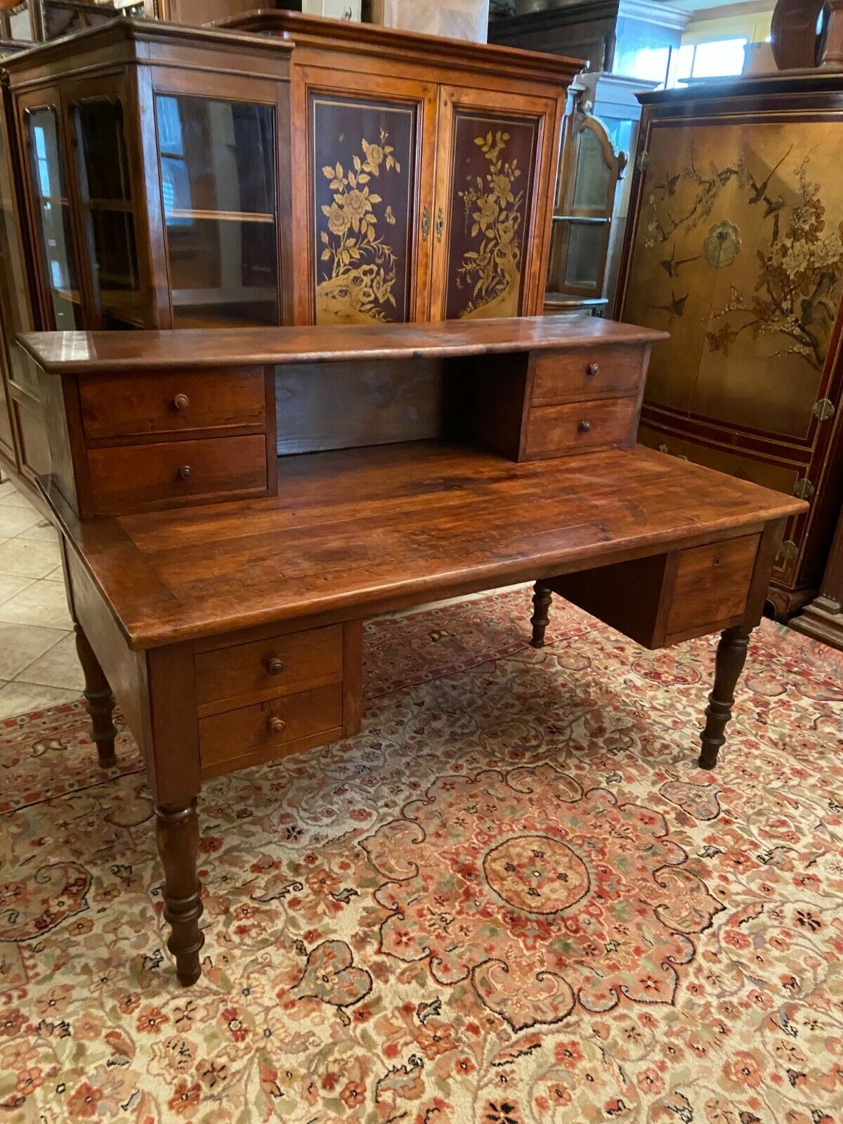 Important stepped office in solid blond oak nineteenth Napoleon III