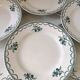 Suite assiettes Terre de Fer décor vert fleurettes St Amand