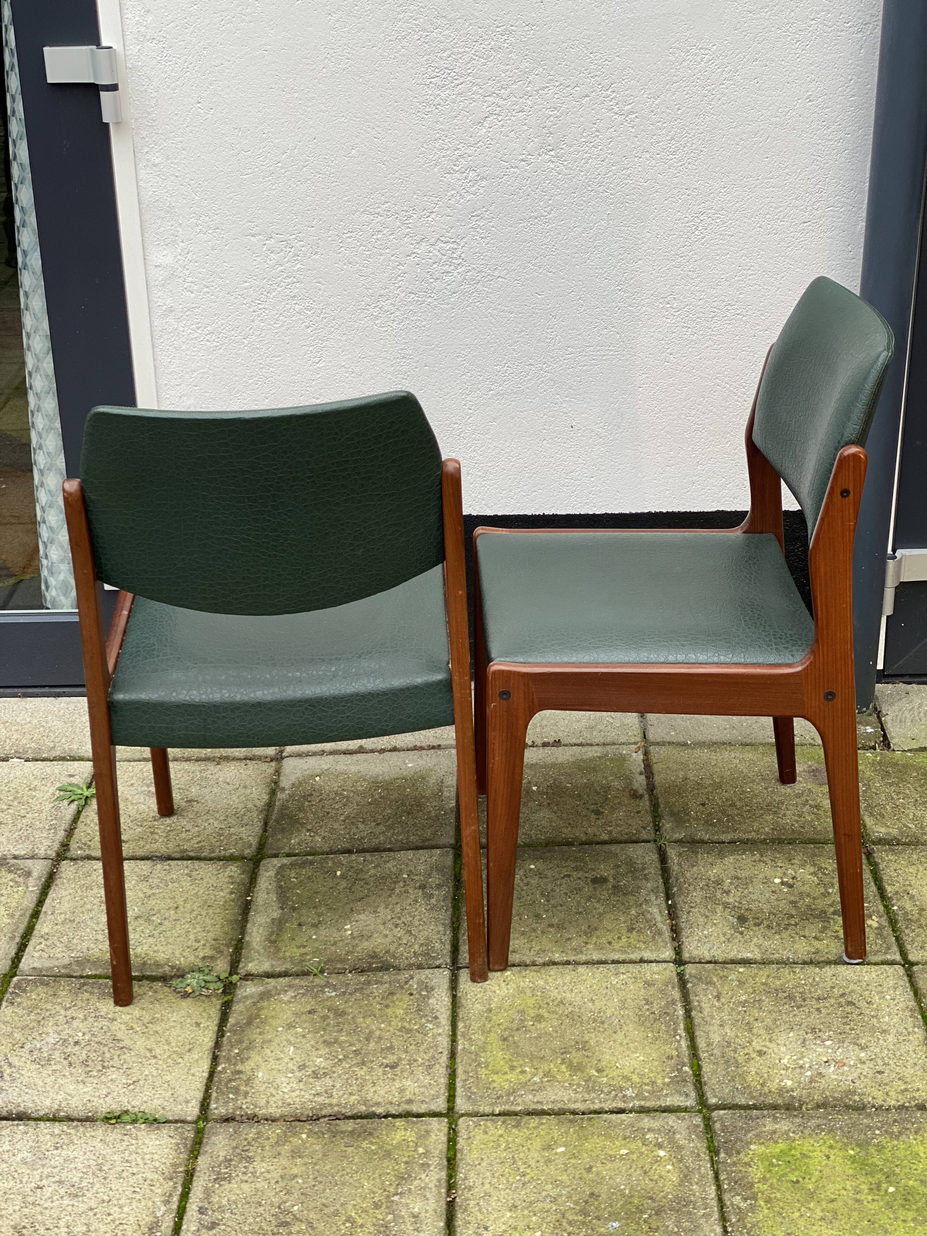 Pair of Scandinavian Teak and leatherette Chairs