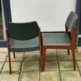 Pair of Scandinavian Teak and leatherette Chairs
