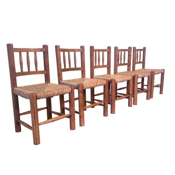 Vintage wicker farmer dining chairs, 1960s