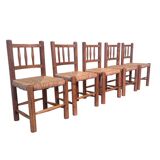 Vintage wicker farmer dining chairs, 1960s