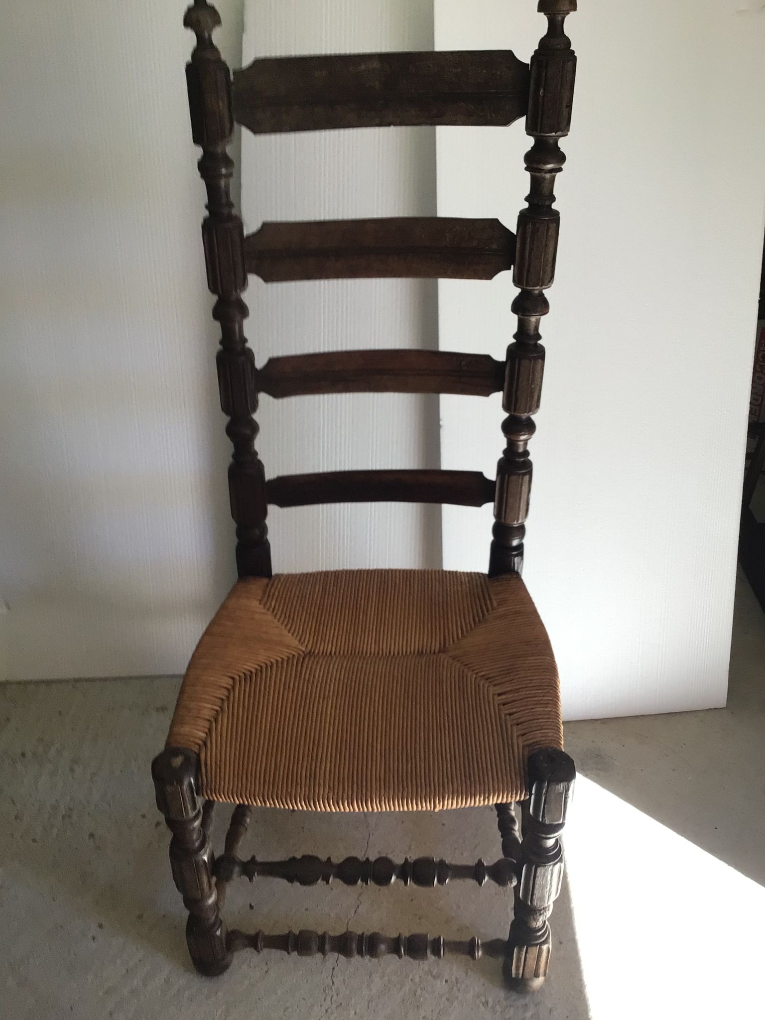 High chair with rush seating