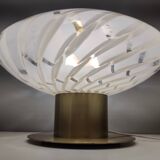 White Murano Glass and Brass Table Lamp, Italy, 1980s