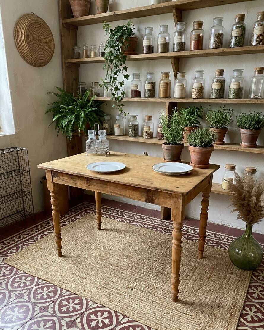 Farm table with turned legs