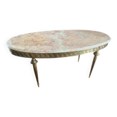 Vintage onyx marble and brass coffee table
