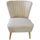 Vintage beige and cream cocktail armchair in fabric and eco-leather on a wooden frame — 1960s.