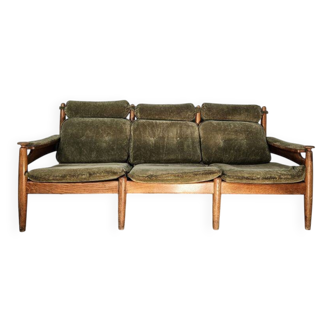 Three-seater oak sofa by E. Merthen, Ire Møbler, Sweden, 1960s