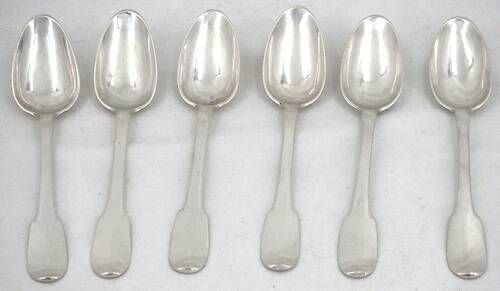 Rare set of 6 silver teaspoons, 18th century, Besançon, Gounot, Uniplat