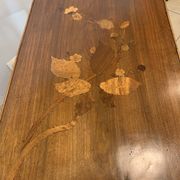 Pedestal table with two inlaid trays xx century School Of Nancy