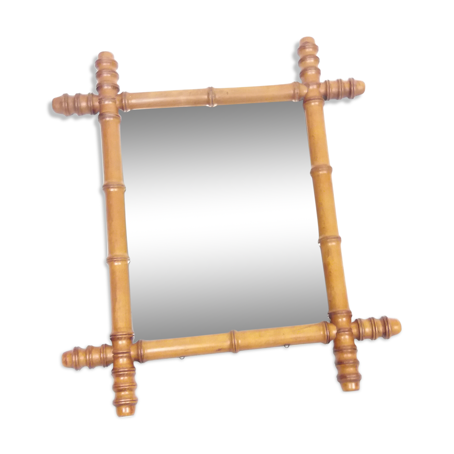 Ancient bamboo/rotin mirror 49 x 43 cm
