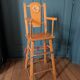 Doll high chair in wood – 1970s, foldable and on wheels