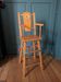 Doll high chair in wood – 1970s, foldable and on wheels