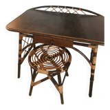 Rattan desk and stool