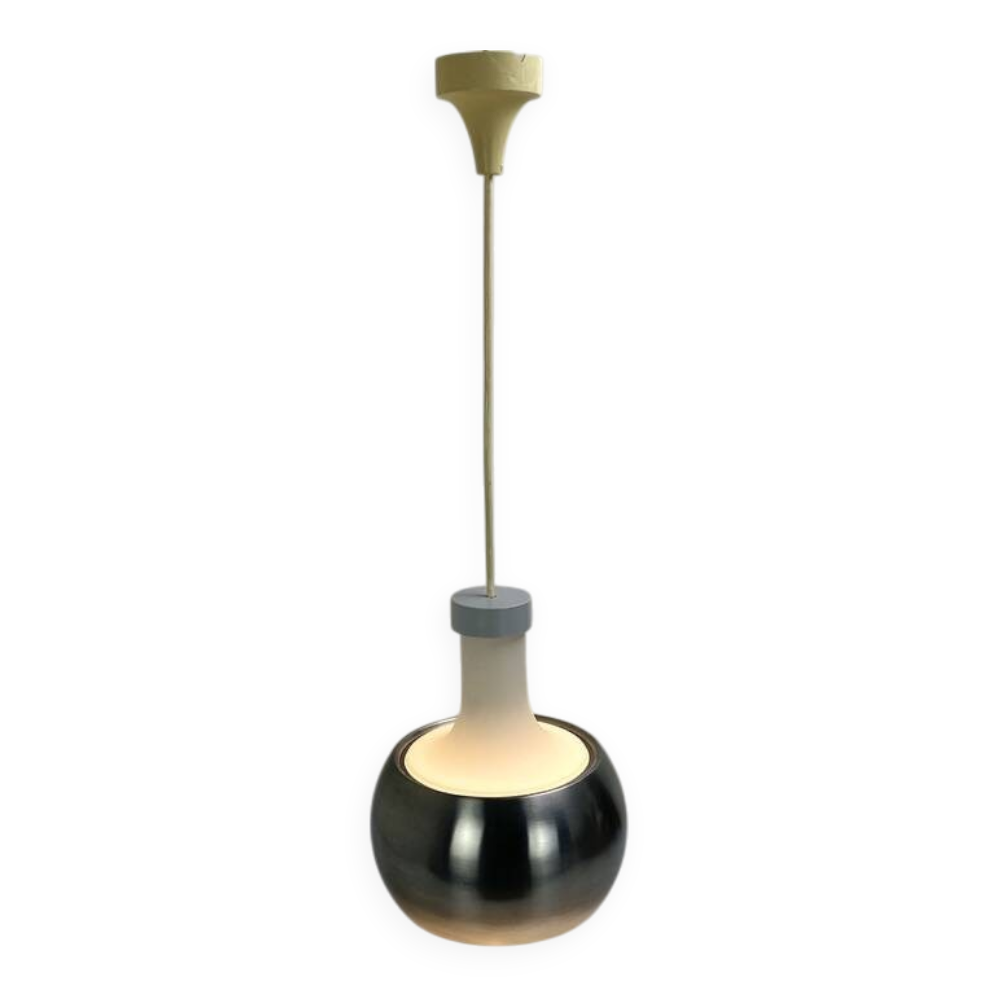 Glass and aluminum pendant light, design Rolf Krüger for Staff Leuchten, P118