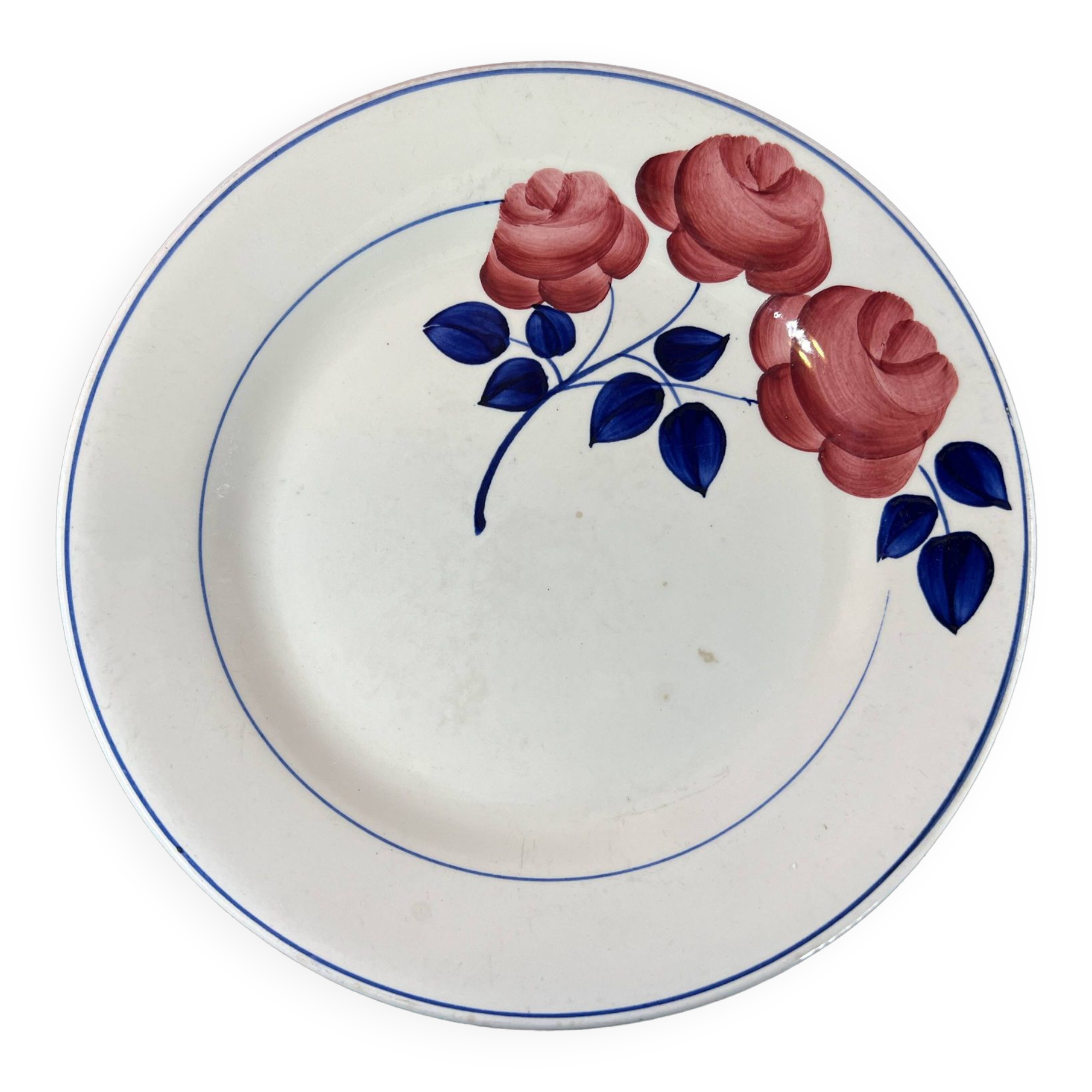 Plate on vintage heel dessert dish Rose Red