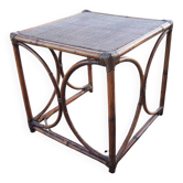 Ancienne table d’appoint en rotin et osier
