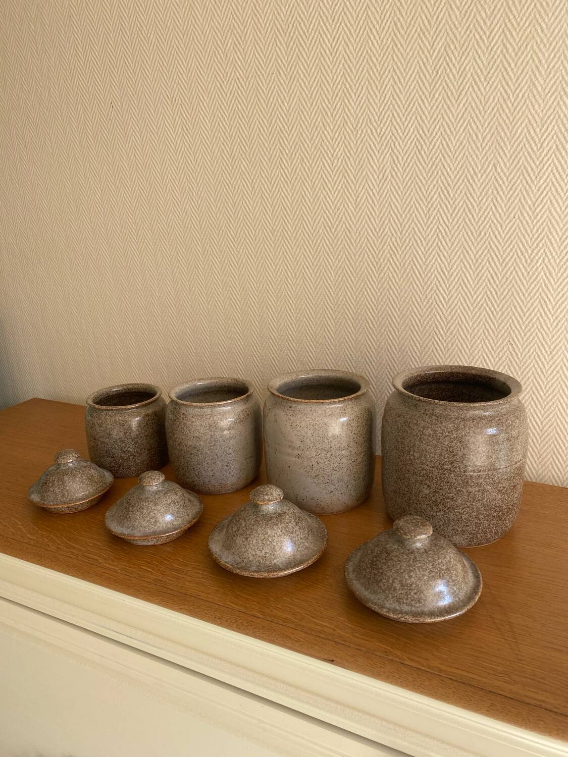 Stoneware kitchen pot signed CR