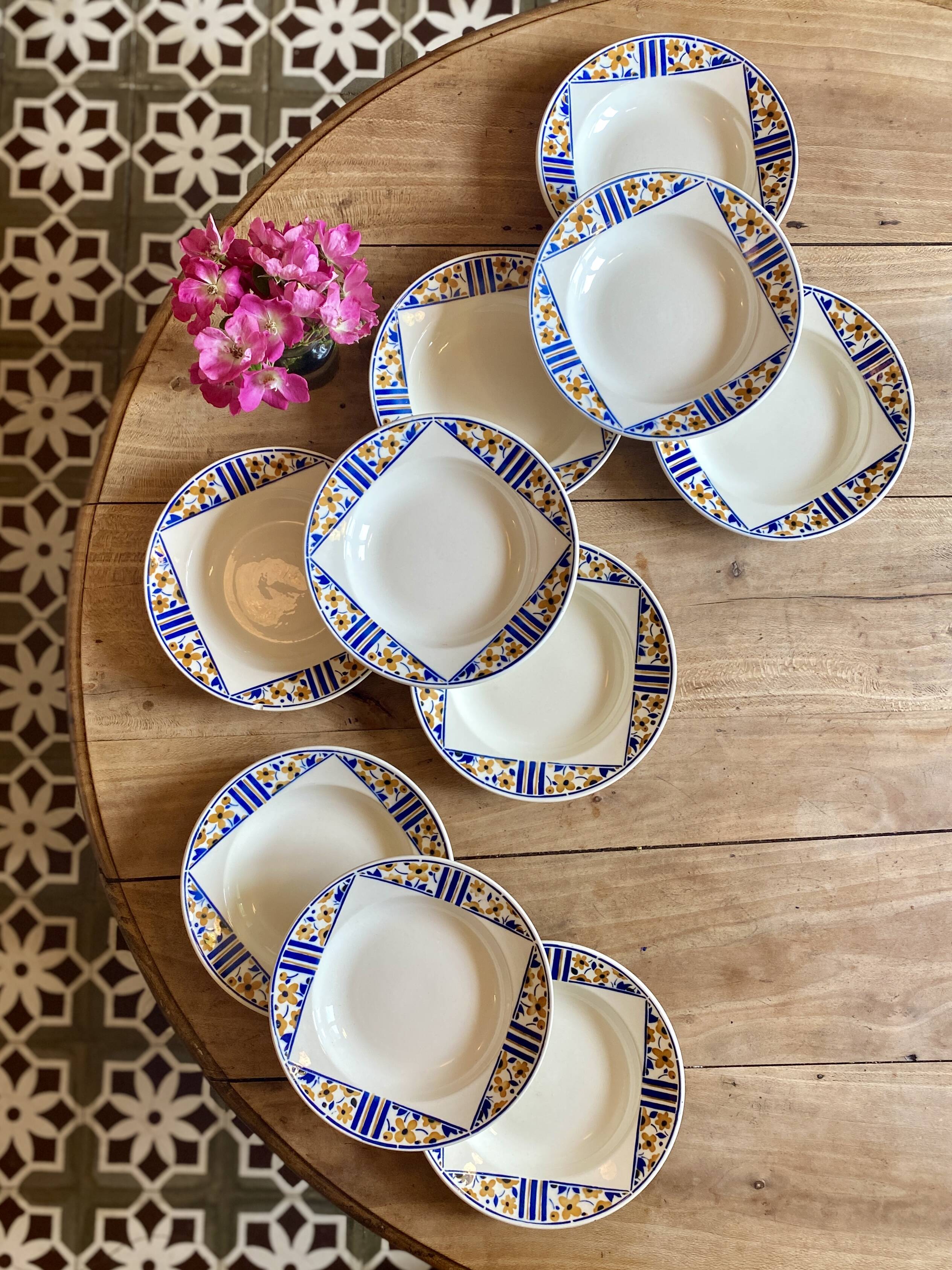 Lot of 10 old soup plates - Badonvillier Bornéo model