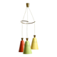 Beautiful large original mid-century 3-arm colorful bag ceiling lamp