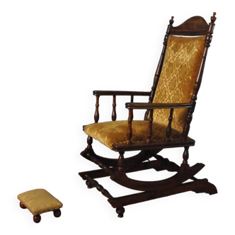 Rocking chair on springs of the 19th century with an ottoman