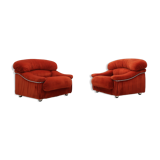 Vintage velvet armchairs Italy 1970s