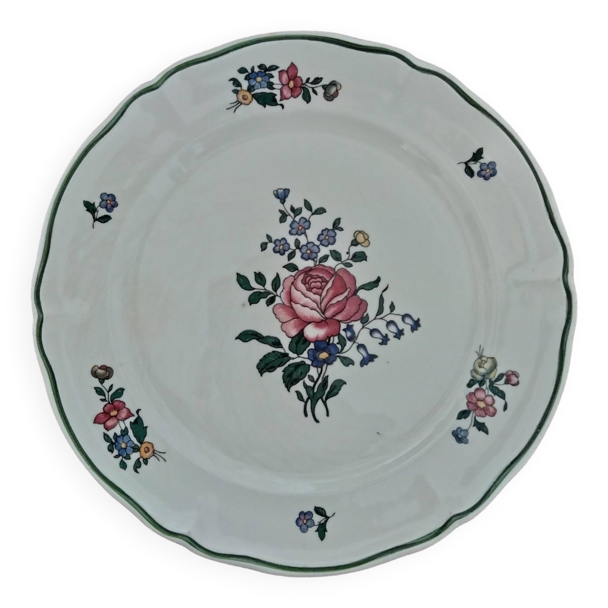 Villeroy & Boch dinner plate, Alt Strasburg model, pink flower