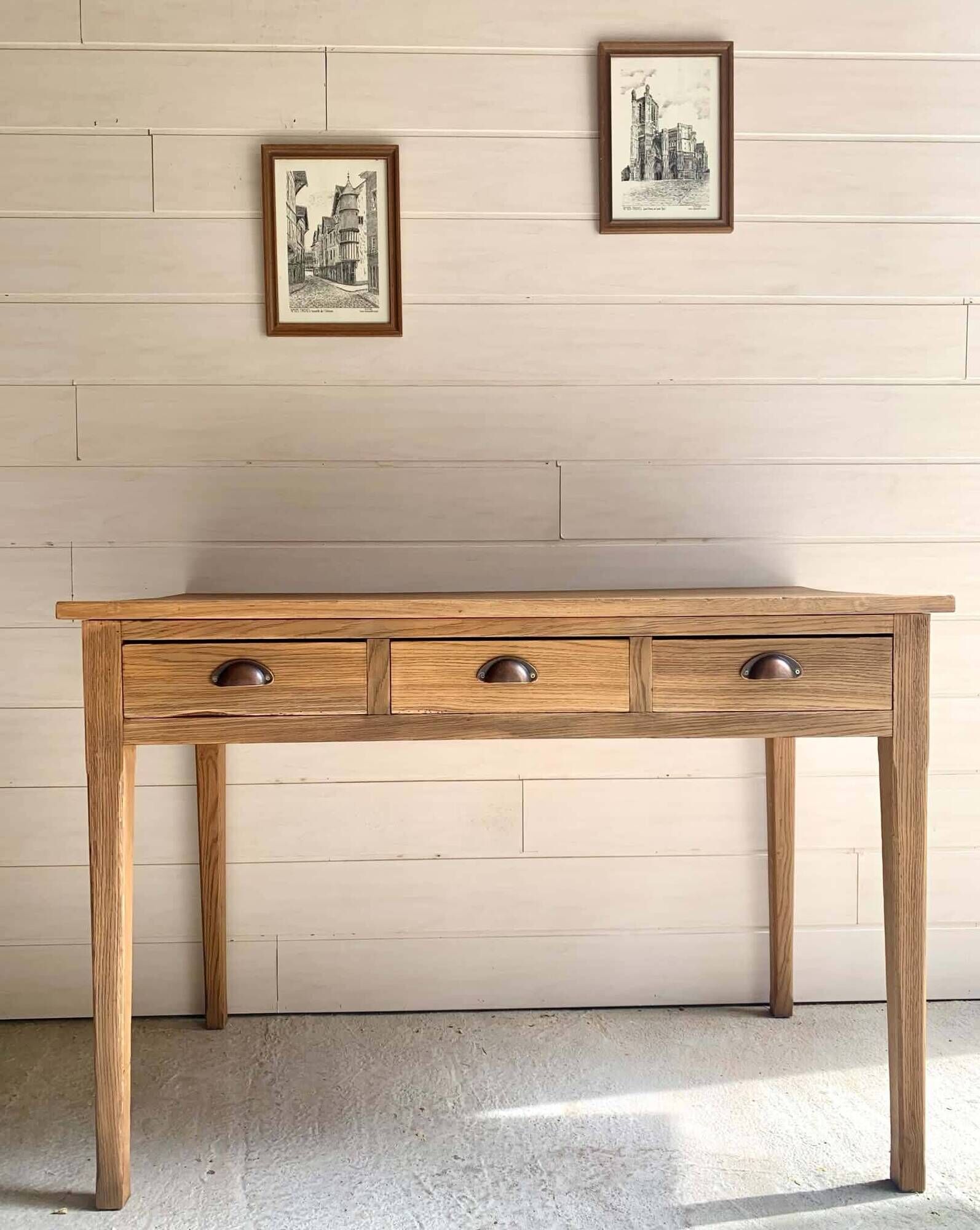 3-drawer oak desk