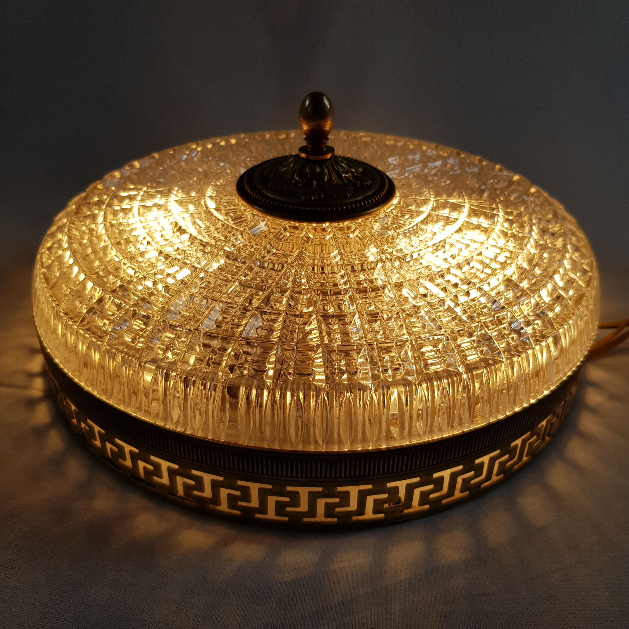 Ceiling lamp old gold cristal Lucien Gau