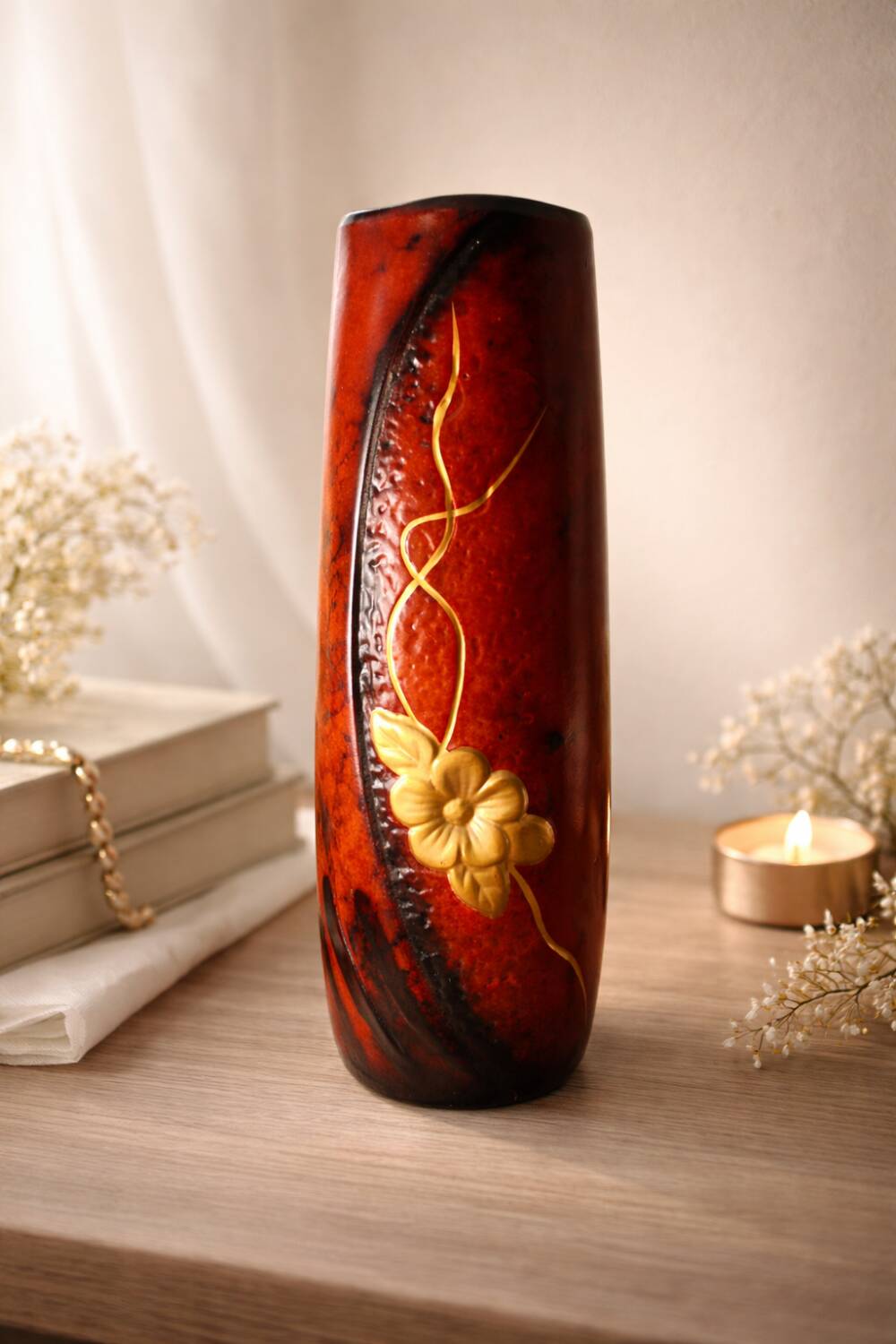 Roll vase attributed to the Montjoye Legras factory.