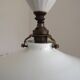 French Counter Balance Ceiling Light White Porcelain & Opaline Glass Shade