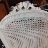 Set of 2 white cane chairs Louis XVI style