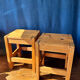 Pair of vintage larch stools, 1960s/70s