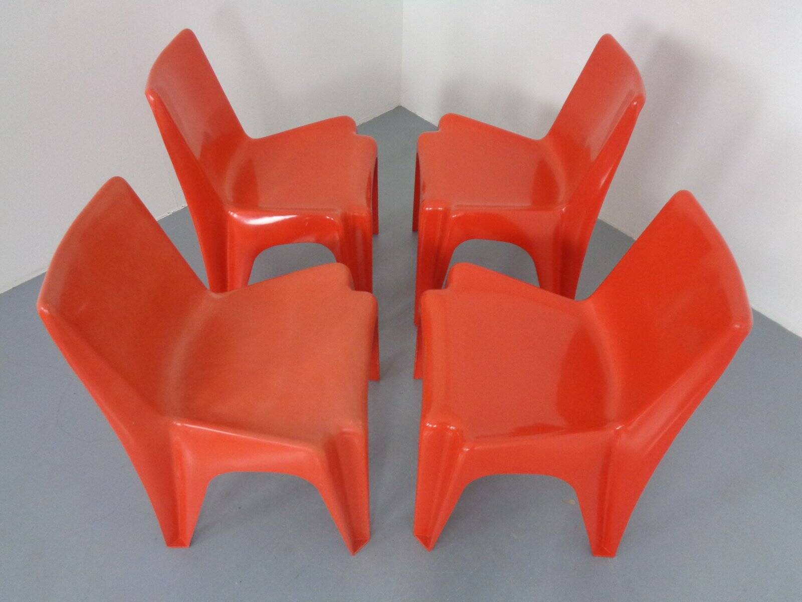 B1171 Fiberglass Stacking Chairs by Helmut Bätzner for Bofinger, 1960s, Set of 4