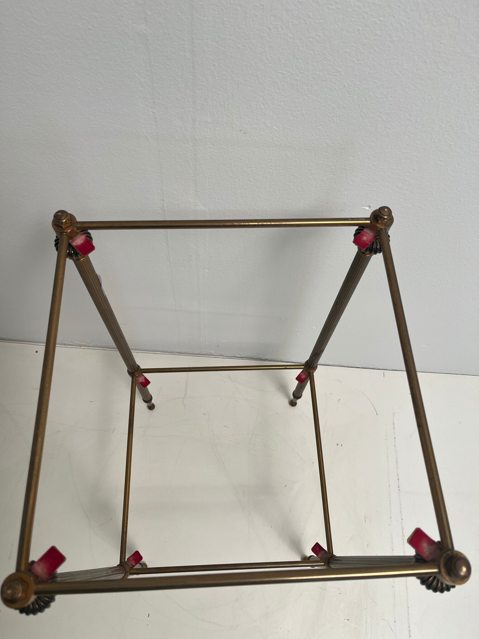 Vintage side table in white marble and brass year 60