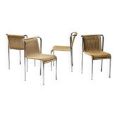 Gabriele Mucchi S5 Italian Modernity Dining Chairs Chrome Tubular frames Rope seats