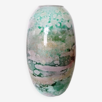 Grand vase en verre laqué signé jean-Noêl Bouillet