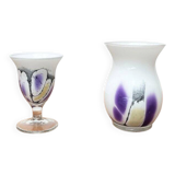 Vintage German glass vase and cup by Hans Jürgen Richartz for the Richartz art collection, set of 2.