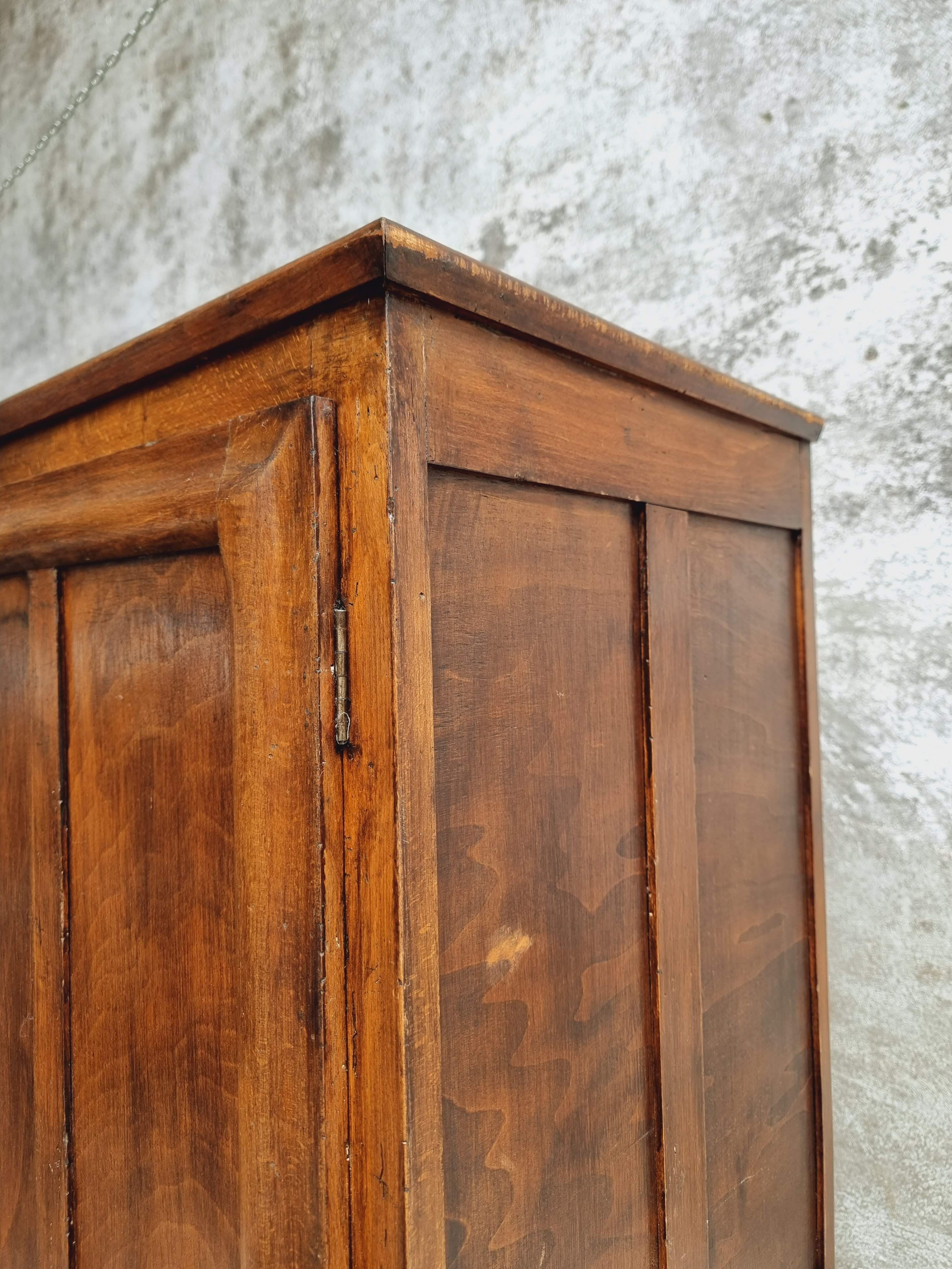 Old wardrobe linen cabinet beech wood