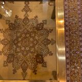 Gold square coffee table and smoked glass
