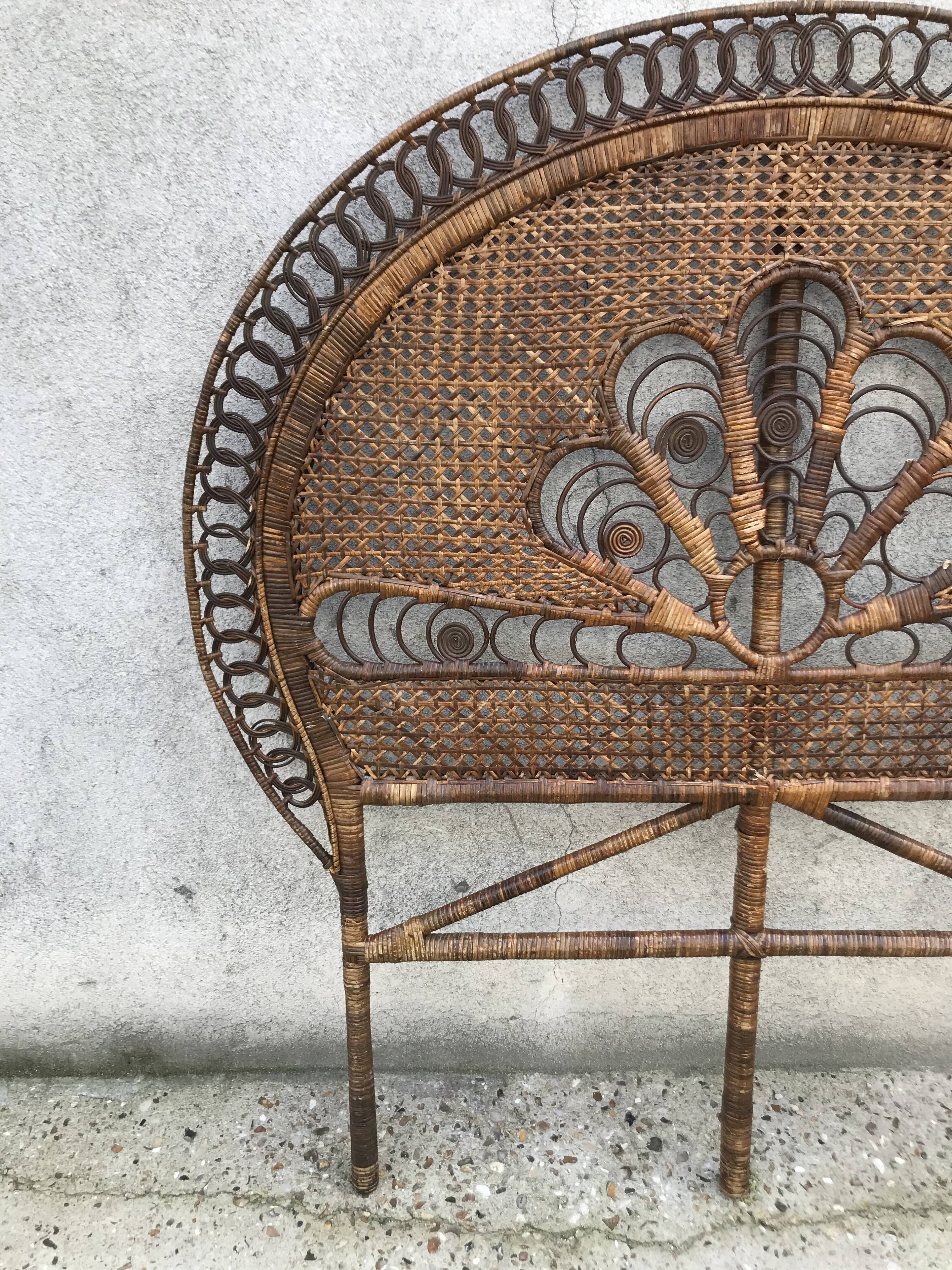 Rattan peacock headboard