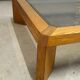 grande table basse en chêne et verre fume, 1970