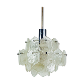 Kalmar Franken ice glass chandelier, 1960s