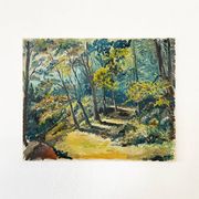 Tableau, huile sur toile « Chemin dans la forêt »